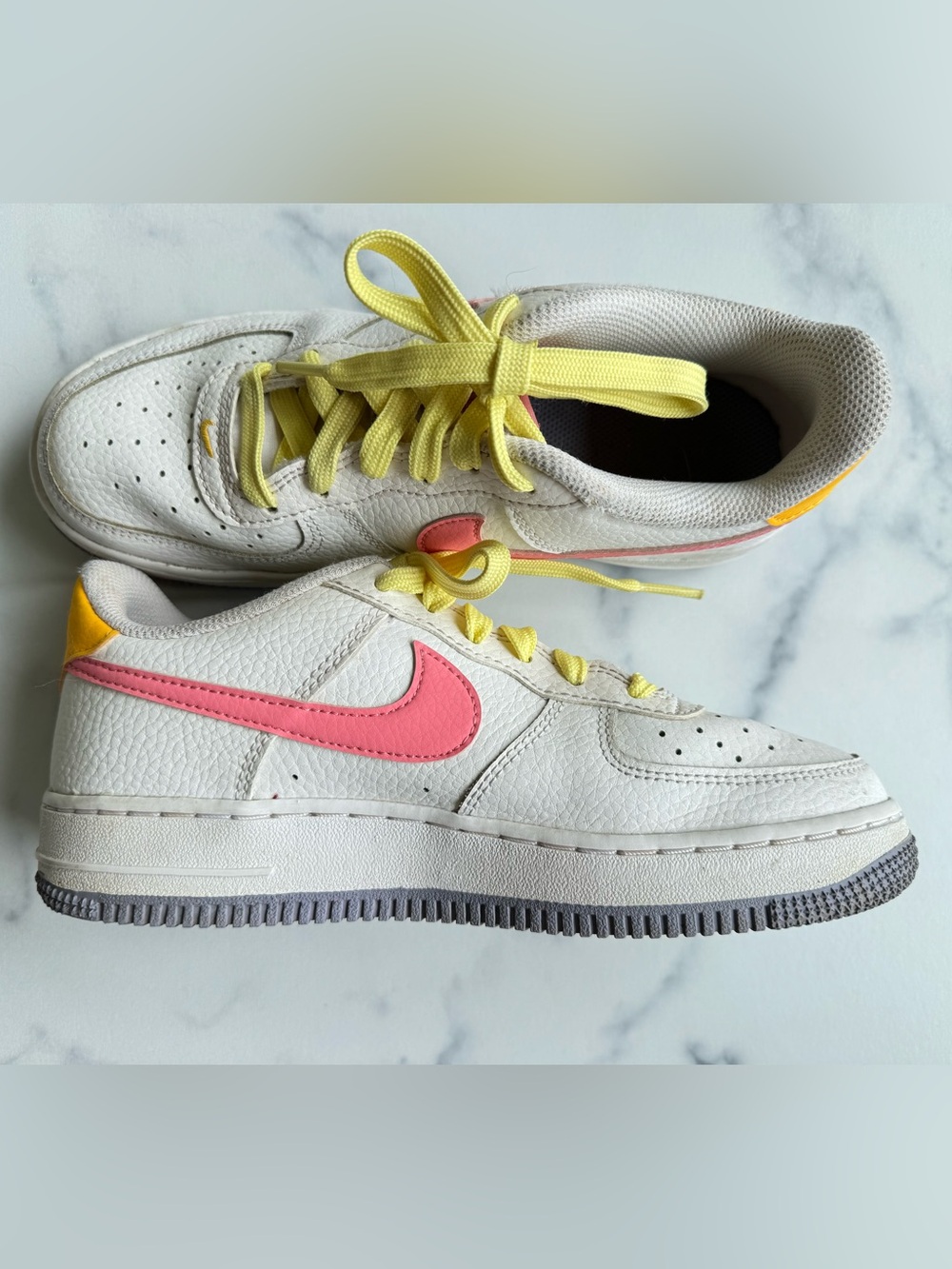 Nike Air Force 1 Gs 'White Coral Chalk' Shoes Size 5 Youth